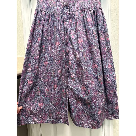 Vintage Gunne Sax Purple Paisley Puff Sleeve Crochet Cottage Maxi Dress Size 13 - Picture 9 of 10